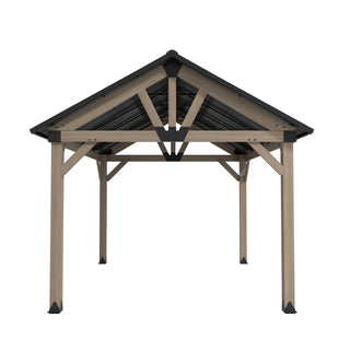 Cedarpinnacle Cedar Wood Gazebo with Steel Gable Hardtop for Patio & Backyard