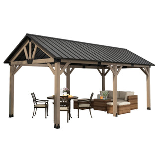 Cedarpinnacle Cedar Wood Gazebo with Steel Gable Hardtop for Patio & Backyard