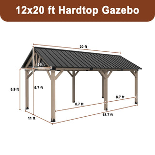 Cedarpinnacle Cedar Wood Gazebo with Steel Gable Hardtop for Patio & Backyard
