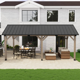 Cedarpinnacle Cedar Wood Gazebo with Steel Gable Hardtop for Patio & Backyard