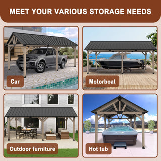 Cedarpinnacle Cedar Wood Gazebo with Steel Gable Hardtop for Patio & Backyard