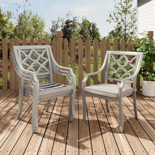Outdoor Cast Aluminum Dining Armchair with Weather-Resistant Cushion