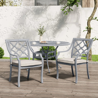 Outdoor Cast Aluminum Dining Armchair with Weather-Resistant Cushion