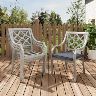 Outdoor Cast Aluminum Dining Armchair with Weather-Resistant Cushion