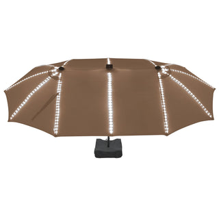 Rectangular Dual-Sided Patio Fiberglass Ribs Umbrella with LED Lights 15 FT