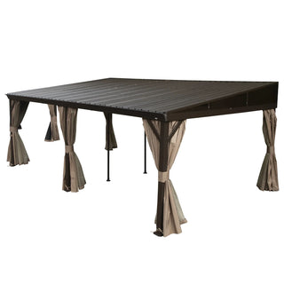 VineLull Hardtop Wall Mounted Pergola with Sloping Galvanized Steel Roof