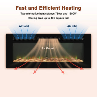 5000 Maximum BTUs Black Fan-forced Electric Heater Fireplace