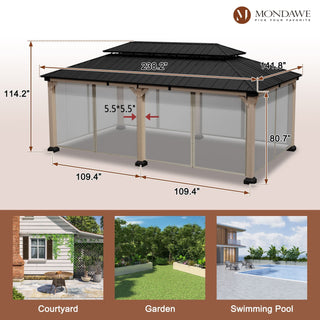 Cedarfort 12x20 FT Outdoor Patio Gazebo with Cedar Wood Frame