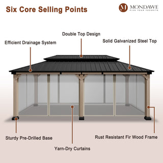 Cedarfort 12x20 FT Outdoor Patio Gazebo with Cedar Wood Frame