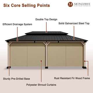 Cedarfort 12x20 FT Outdoor Patio Gazebo with Cedar Wood Frame