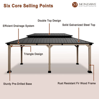 Cedarfort 12x20 FT Outdoor Patio Gazebo with Cedar Wood Frame