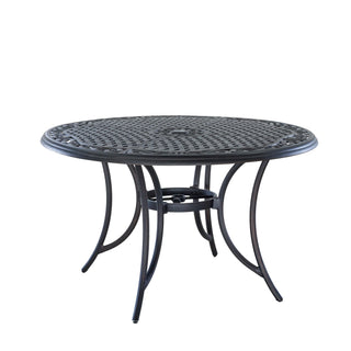 5-Piece Cast Aluminum Patio Dining Set with Swivel Chairs & Round Table – Brown