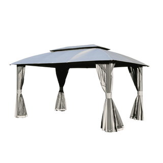 Aetherdome Heavy Duty Outdoor Gazebo with Double Roof, Curtains & Netting