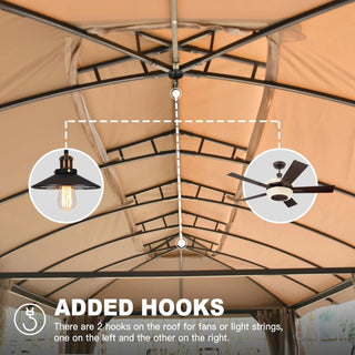 Aetherdome Heavy Duty Outdoor Gazebo with Double Roof, Curtains & Netting