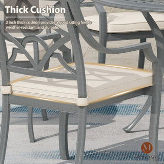 Outdoor Cast Aluminum Dining Armchair with Weather-Resistant Cushion