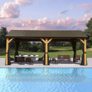Cedarpinnacle Outdoor Hardtop Gazebo Wood Looking Frame