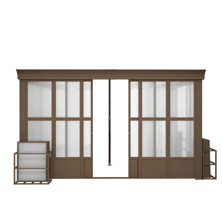 Wall Mounted Sunroom with Sloped Polycarbonate Roof & Sliding Doors