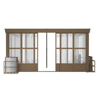 Wall Mounted Sunroom with Sloped Polycarbonate Roof & Sliding Doors