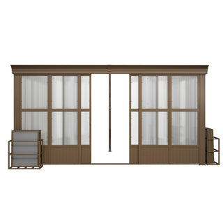 Wall Mounted Sunroom with Sloped Polycarbonate Roof & Sliding Doors