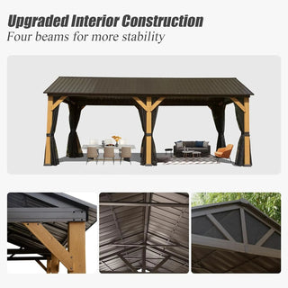 Cedarpinnacle Outdoor Hardtop Gazebo Wood Looking Frame