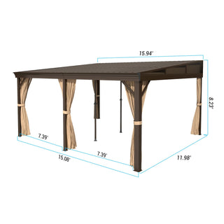 VineLull Hardtop Wall Mounted Pergola with Sloping Galvanized Steel Roof