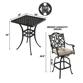 Patio Bistro Set Cast Aluminum 3-Piece