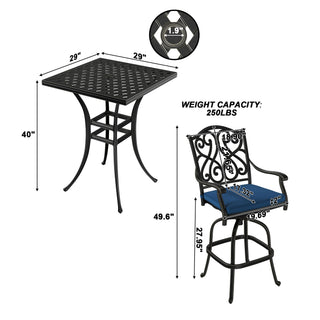 Patio Bistro Set Cast Aluminum 3-Piece