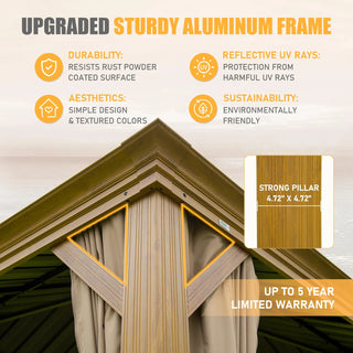 Aetherdome 14x20 FT Aluminum Hardtop Gazebo with Double Roof, Curtains & Netting