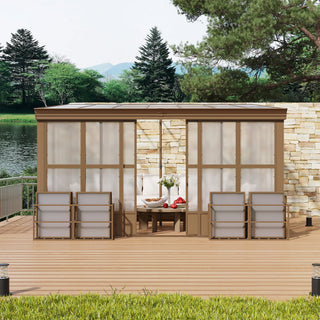 Wall Mounted Sunroom with Sloped Polycarbonate Roof & Sliding Doors