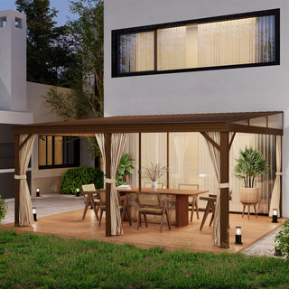 VineLull Hardtop Wall Mounted Pergola with Sloping Galvanized Steel Roof