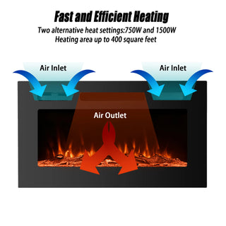 5000 Maximum BTUs Black Fan-forced Electric Heater Fireplace