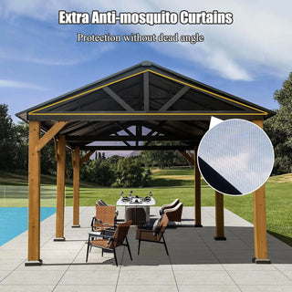 Cedarpinnacle Outdoor Hardtop Gazebo Wood Looking Frame