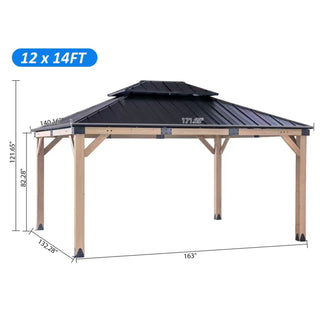 Cedarfort 12x14 FT Outdoor Cedar Wood Frame Patio Gazebo