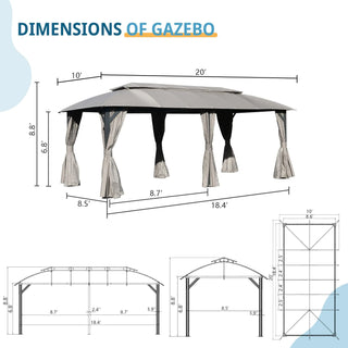 Aetherdome Heavy Duty Outdoor Gazebo with Double Roof, Curtains & Netting