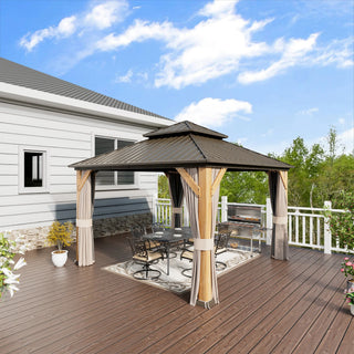 Cedar Frame Gazebo with Galvanized Roof & Curtains