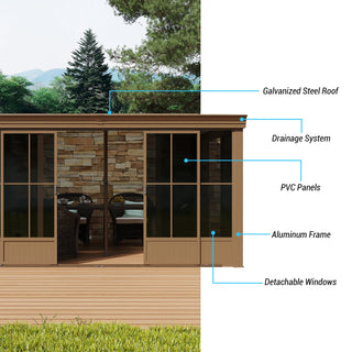 Wall Mounted Sunroom with Galvanized Steel Roof