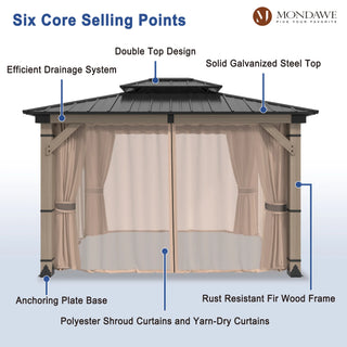 Cedarfort 10x12 FT Outdoor Cedar Wood Frame Patio Gazebo