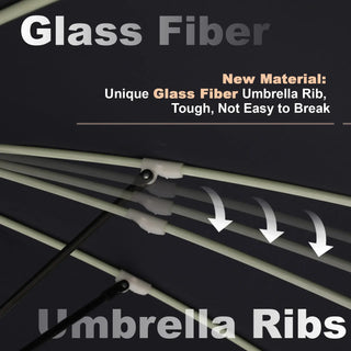 Rectangular Dual-Sided Patio Fiberglass Ribs Umbrella with LED Lights 15 FT