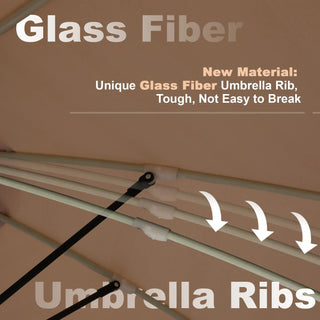 Rectangular Dual-Sided Patio Fiberglass Ribs Umbrella with LED Lights 15 FT
