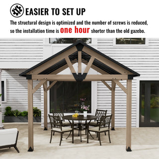 Cedarpinnacle Cedar Wood Gazebo with Steel Gable Hardtop for Patio & Backyard
