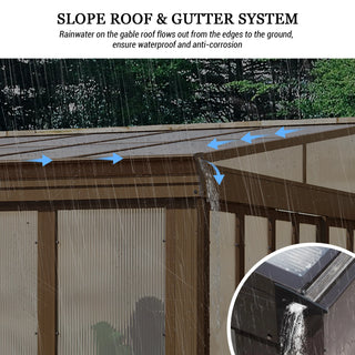 Wall Mounted Sunroom with Sloped Polycarbonate Roof & Sliding Doors