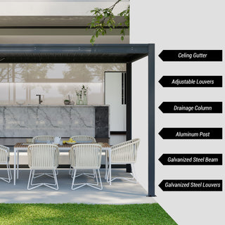 Aluminum Louvered Pergola with Adjustable Roof