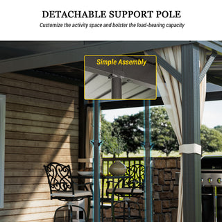 VineLull Outdoor Wall-Mounted Hardtop Pergora with Curtains and Netting