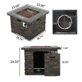 Square Mgo Fire Pit 35" 40000 BTU