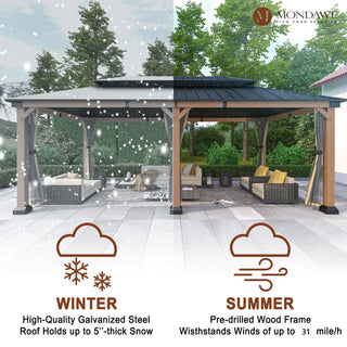 Cedarfort 12x20 FT Outdoor Patio Gazebo with Cedar Wood Frame