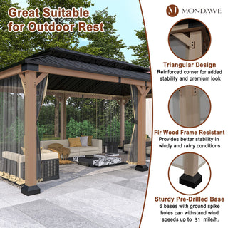 Cedarfort 12x20 FT Outdoor Patio Gazebo with Cedar Wood Frame