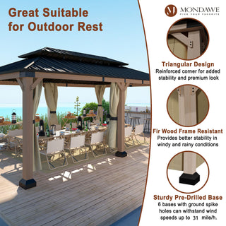 Cedarfort 12x20 FT Outdoor Patio Gazebo with Cedar Wood Frame