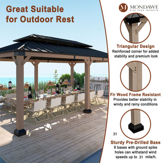 Cedarfort 12x20 FT Outdoor Patio Gazebo with Cedar Wood Frame